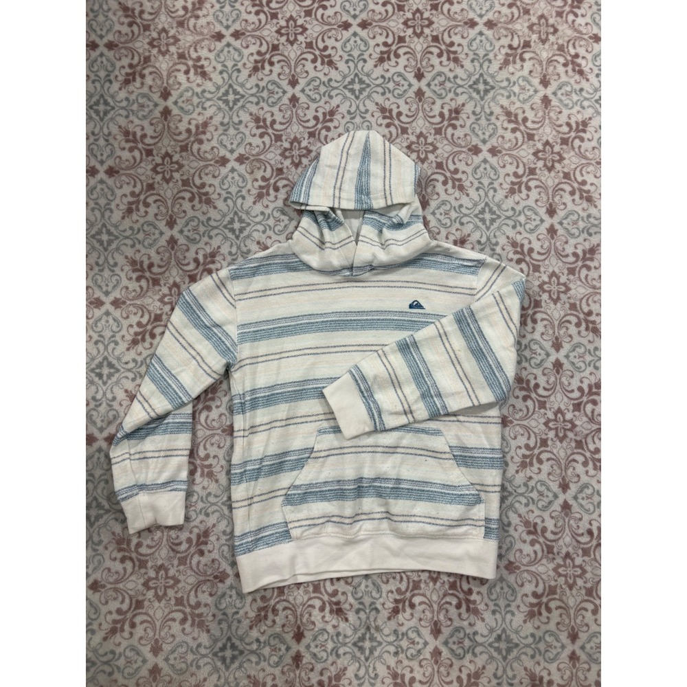 Quiksilver Boys Blue Striped Pullover Hoodie Size Small 8 OSFHB27F-102